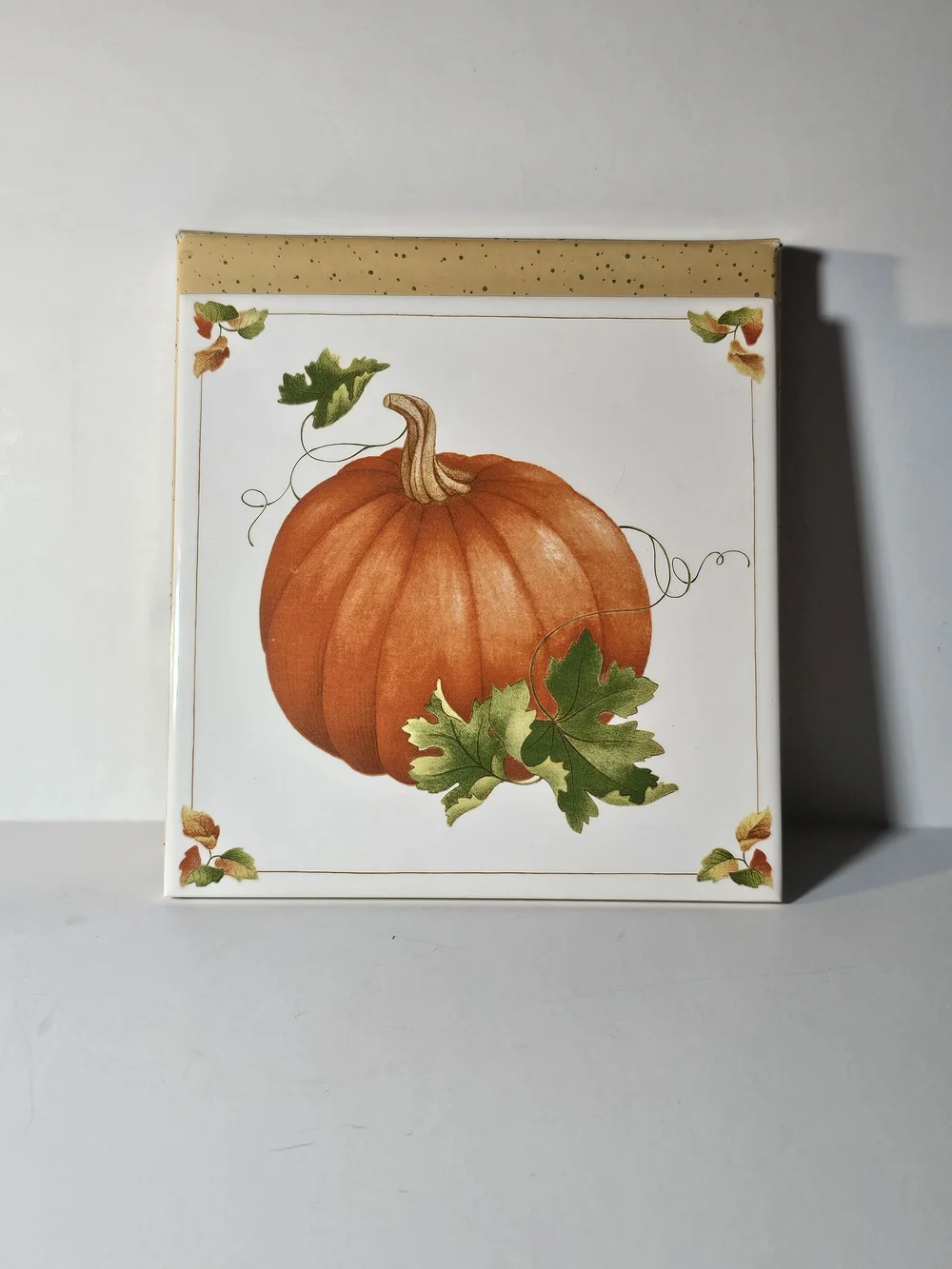 Avon 1984 Collectors Pumpkin Ceramic Trivet Tile Fall Harvest Thanksgiving Decor